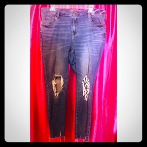 Plus size distressed jeans